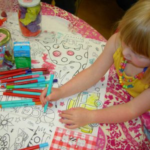 Eggnogg colouring in Tablecloth Summer Holidays